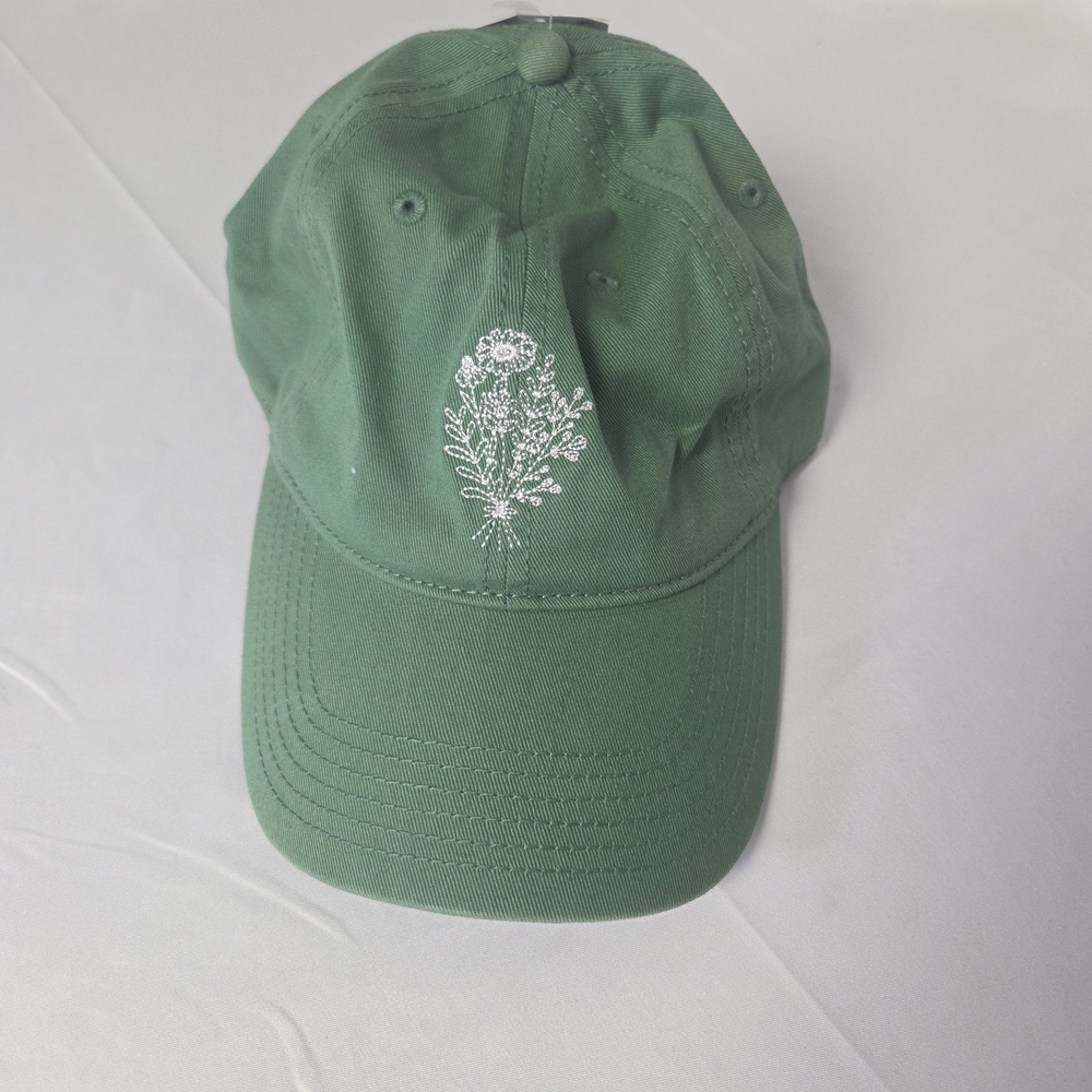 Mighty Fine Green Embroidered‎ Floral Hat